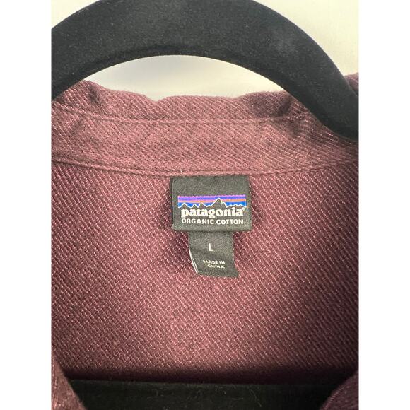 Patagonia Button Front Shirt Maroon Organic Cotton Twill Long Sleeve Workwear L - Picture 3 of 12